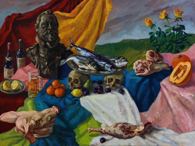 Emperor Rudolf II with Fish; oil on canvas, 135 x 180 cm, 2007