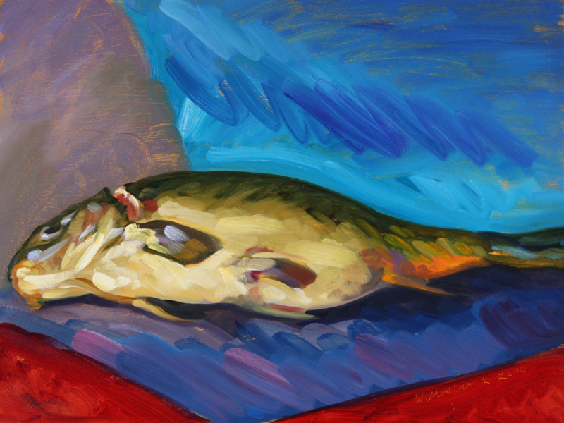 Carp (Blue); oil on board, 46 x 61 cm, 2011 