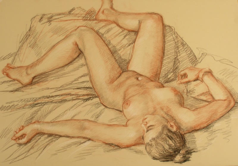 Bathsheba Study; chalk on paper, 70 x 100 cm, 2006