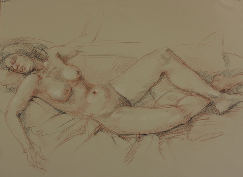 Figure Study; chalk on paper, 70 x 100 cm, 2012