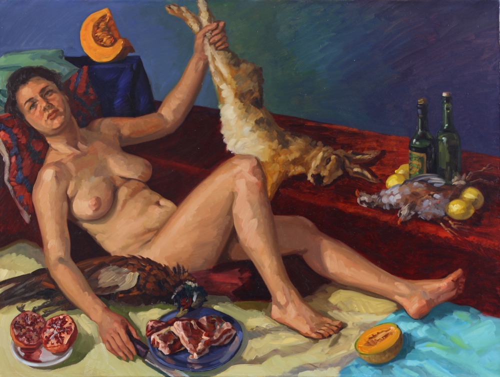 Nude Contemplating Death; oil on canvas, 180 x 210 cm, 2008