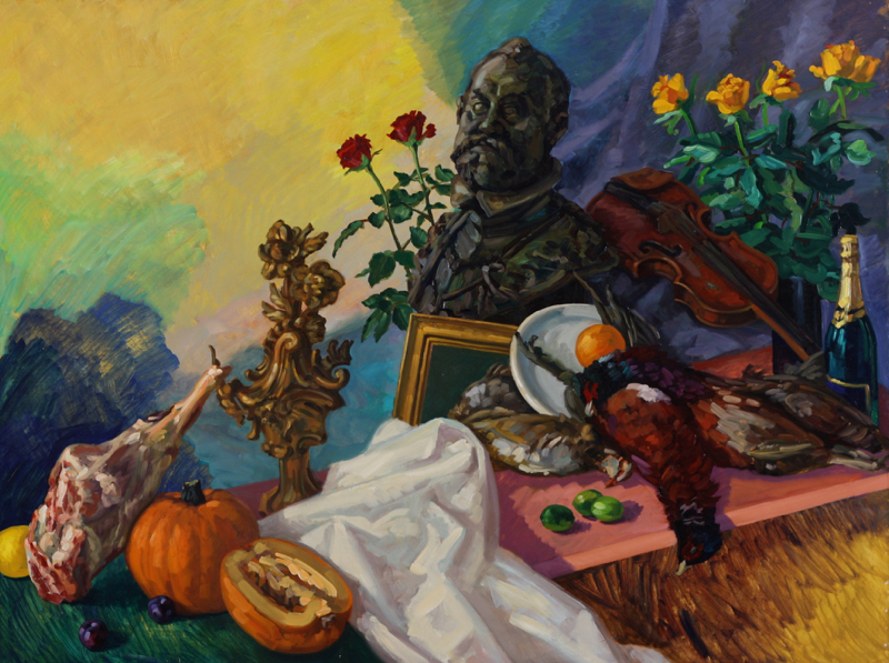 Emperor Rudolf II with Roses; oil on canvas, 135 x 180 cm, 2007