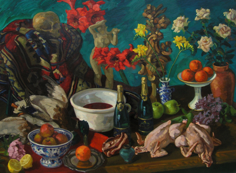 Bowl with Red Liquid; oil on canvas, 110 x 150 cm, 2004