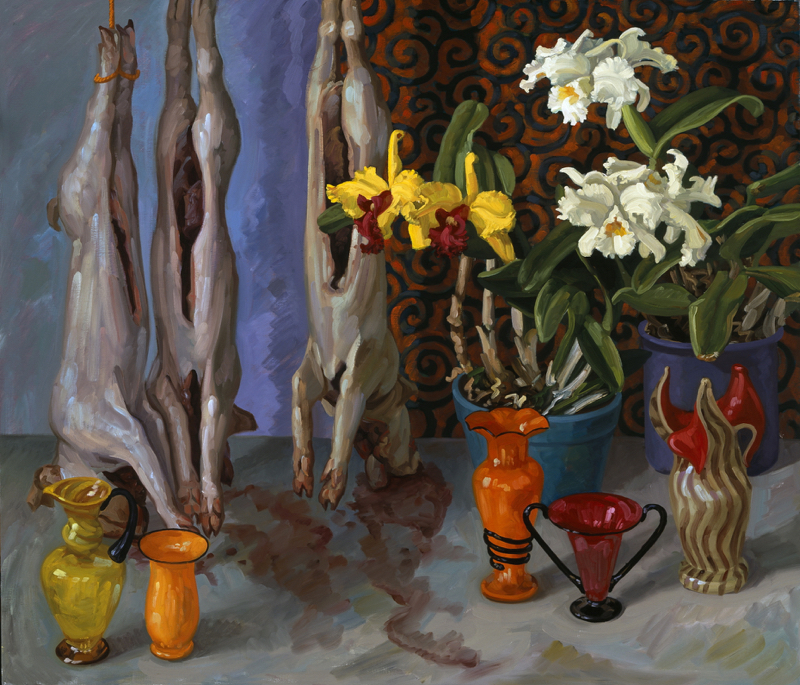 Pigs and Vases; oil on canvas, 122 x 142 cm, 1998