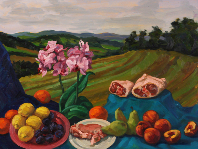Still Life in Landscape IV; oil on canvas, 75 x 100 cm, 2008