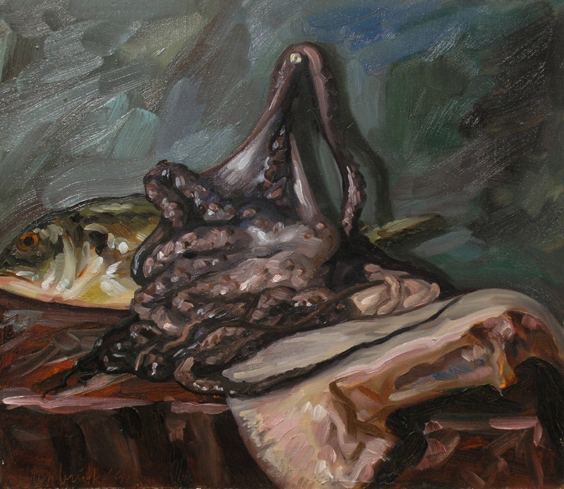 Octopus; oil on canvas, 35 x 41cm, 1991