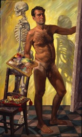 Nude Self-Portrait with Skeleton; oil on canvas, 188x112cm, 1994