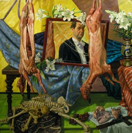 Self-Portrait with Two Carcasses; oil on canvas, 180 x 180cm, 1996