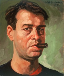 Self-Portrait with Cigar; oil on canvas, 40x31cm, 1994