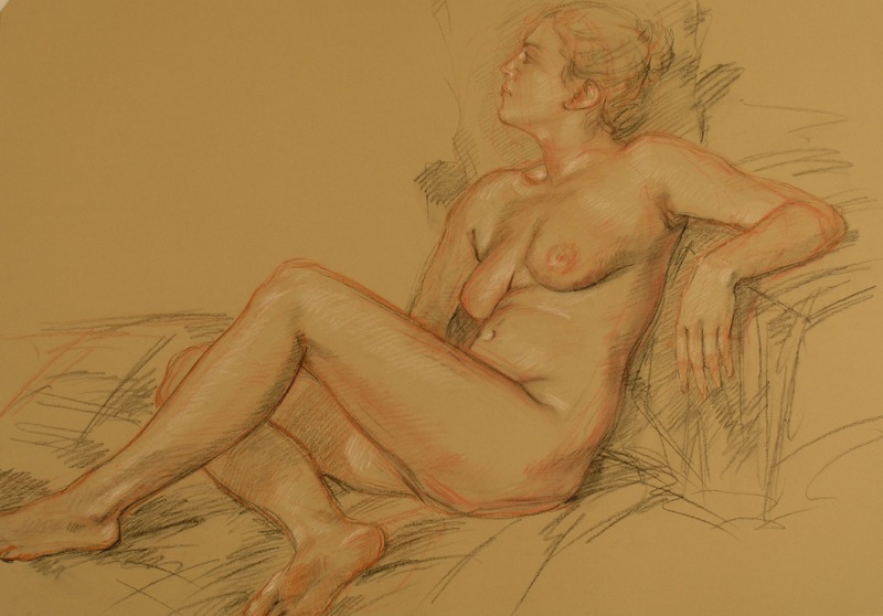 Figure Study; chalk on paper, 70 x 100 cm, 2006