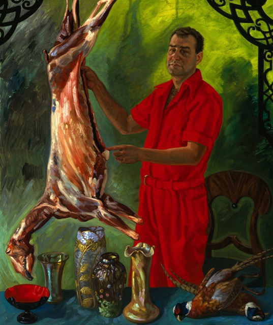 Self-Portrait with Carcass; oil on canvas, 180 x1 50 cm, 1997