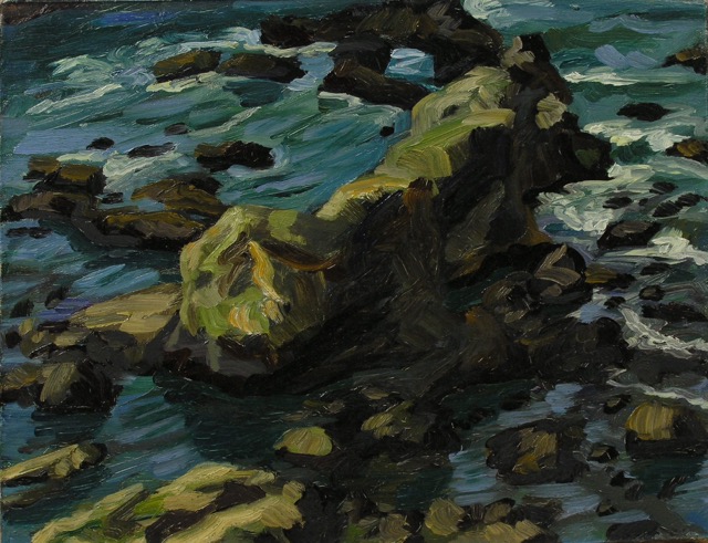 Sea & Rocks IV; oil on canvas, 36 x 41 cm, 1988