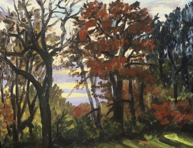 Trees in Autumn; oil on canvas, 31 x 40 cm, 1987