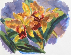 Orchids; watercolor, 25x28cm, 1996