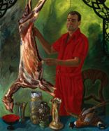 Self-Portrait with Lamb Carcass; oil on canvas, 180 x 150 cm, 1997 - Version 2